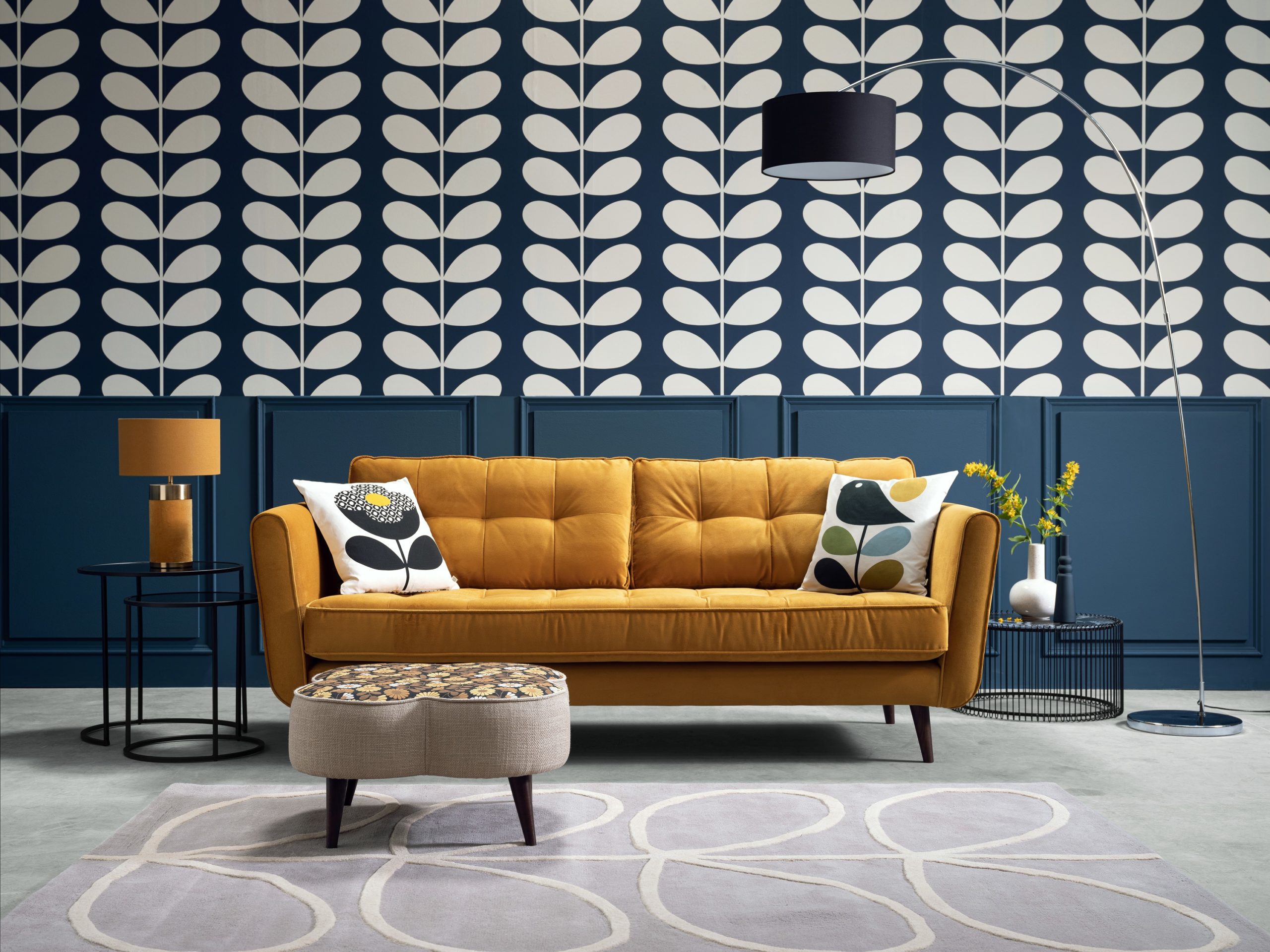 Barker-and-Stonehouse-Orla-Kiely-Ivy-Large-Sofa-from-u1189-Orla-Kiely-Large-Daisy-Stool-u379-Orla-Kiely-Giant-Linear-Stem-Rug-from-u325-landscape